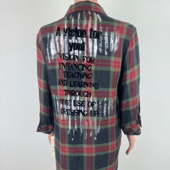 Women's NWT La Pateau Print and Plaid Shirt Dress Size Small Multi Color - Picture 7 of 10
